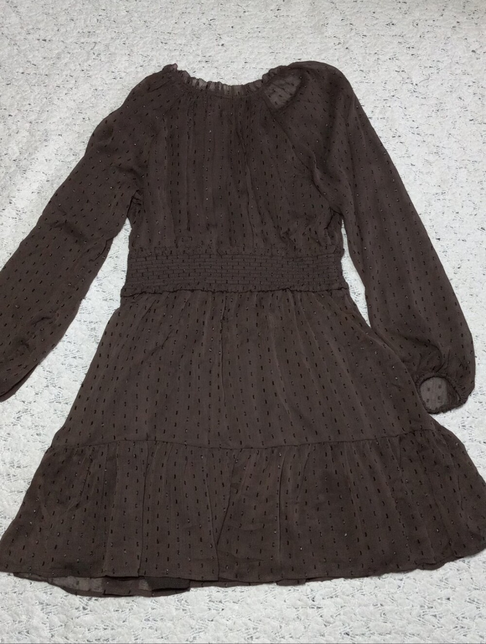Old Navy Brown Long Sleeve Tiered Mini Dress Size M NWT - Picture 8 of 8